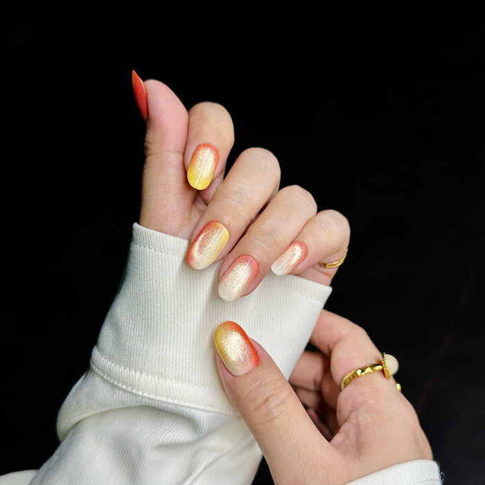 Sunrise — hand-painted press-on nails