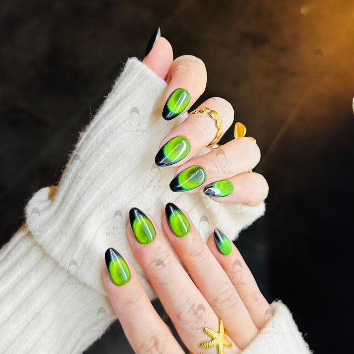 Emerald — hand-painted press-on nails