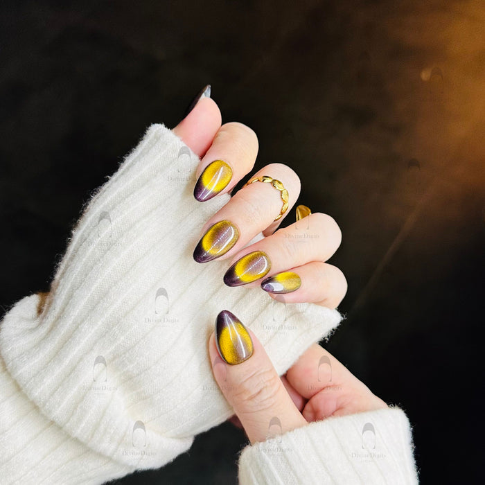 Smoky Citrine — hand-painted press-on nails