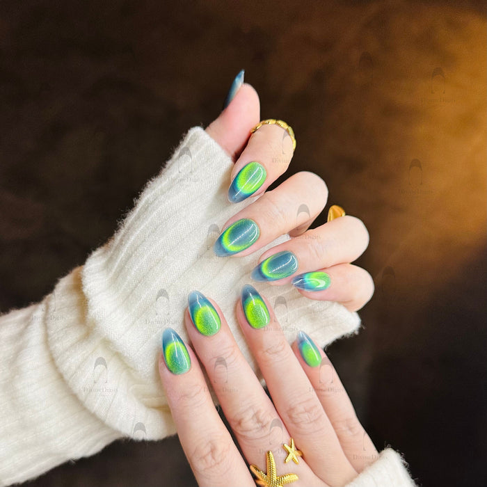 Viridian — hand-painted press-on nails