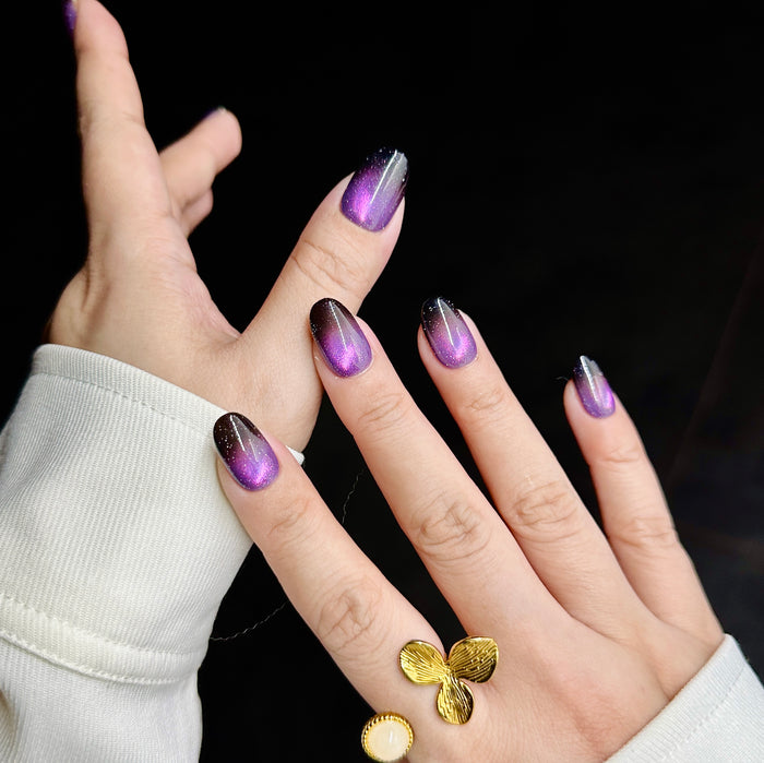 Ultraviolet Eclipse — hand-painted press-on nails