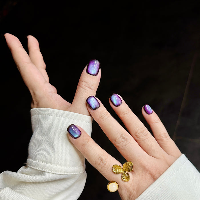Electric Violet — hand-painted press-on nails