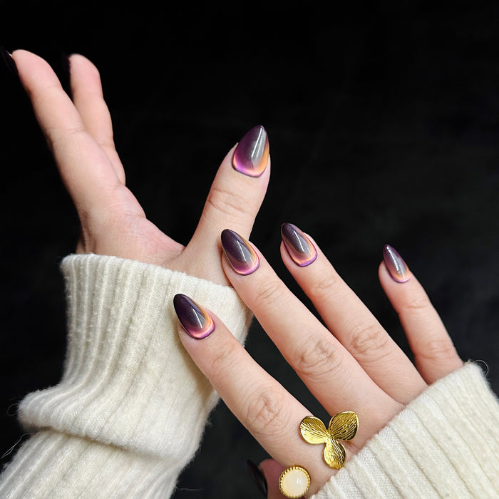 Twilight Halo — hand-painted press-on nails