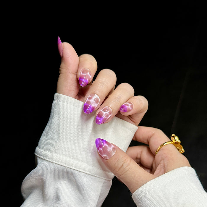 Ibiza glow — hand-painted press-on nails