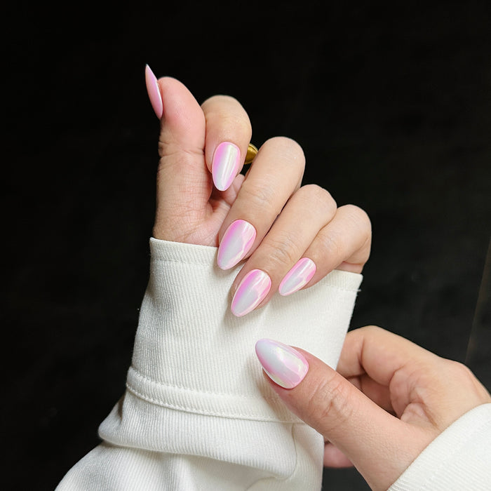 Aurora Rose — hand-painted press-on nails