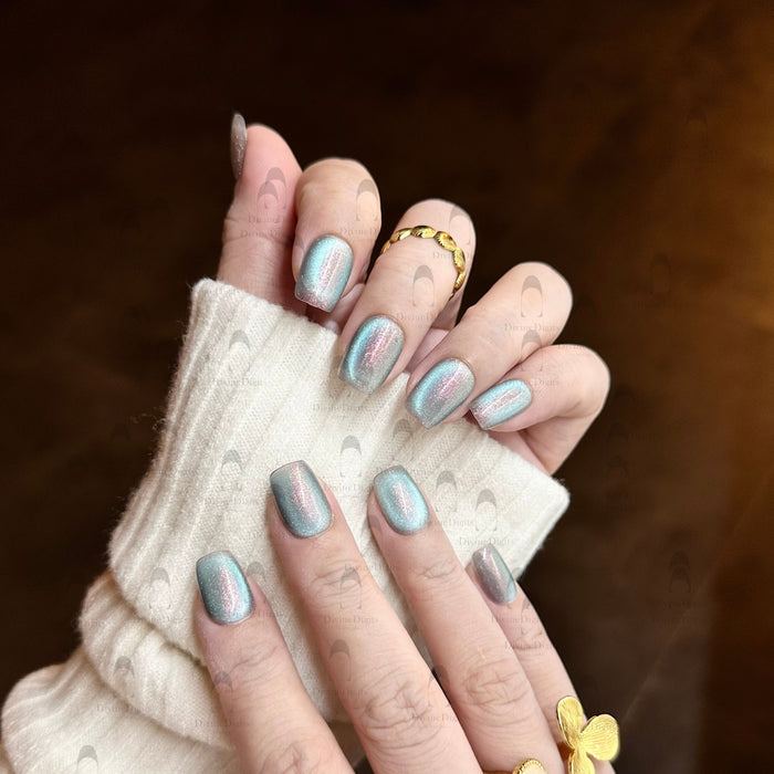 Amazonite — hand-painted press-on nails