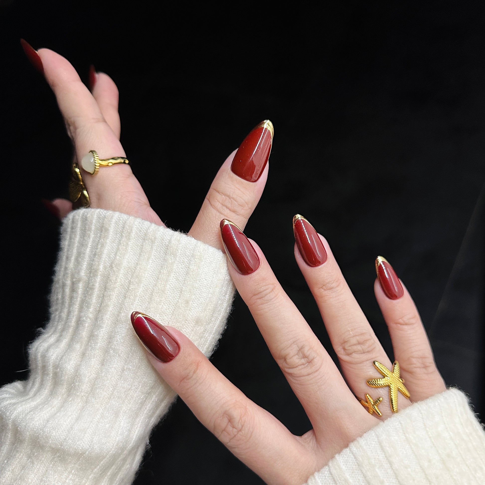 Burgundy French almond 