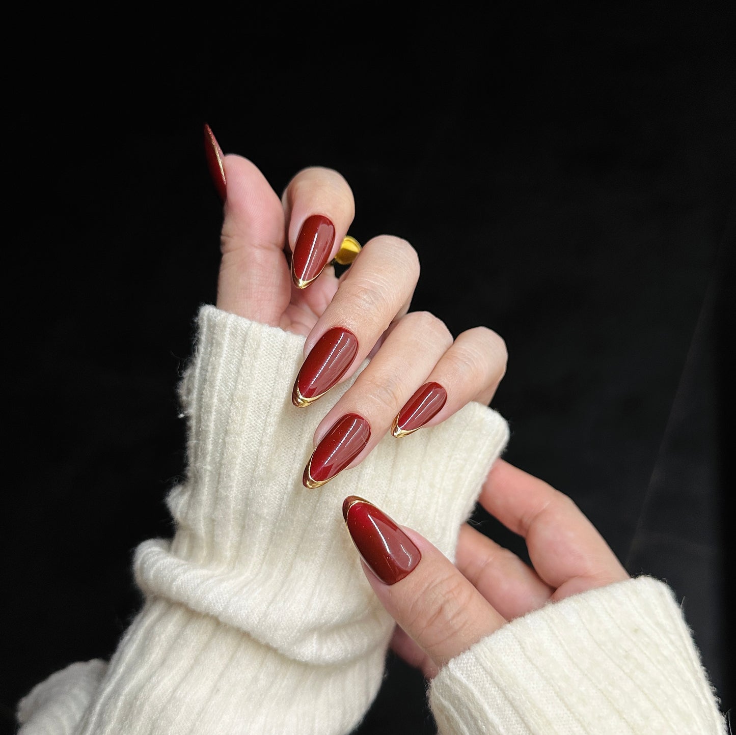 Burgundy French almond 2