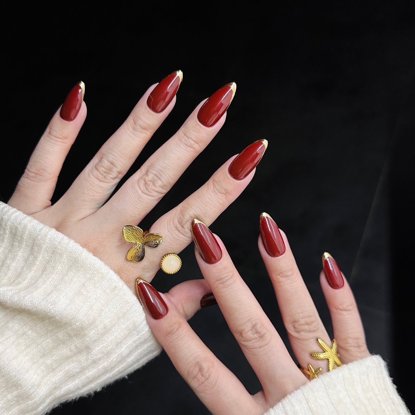 Burgundy French almond 3