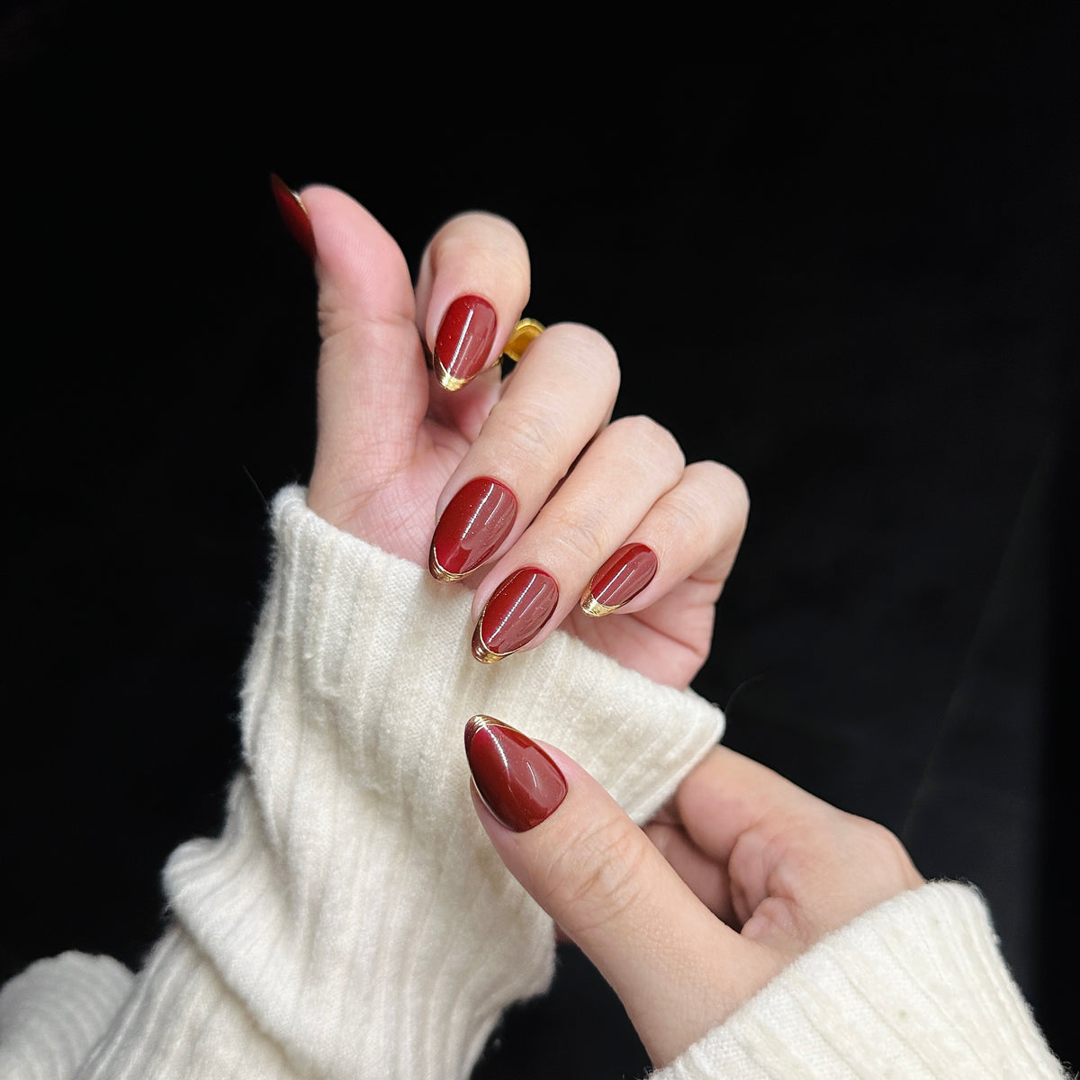 Burgundy French short almond 2