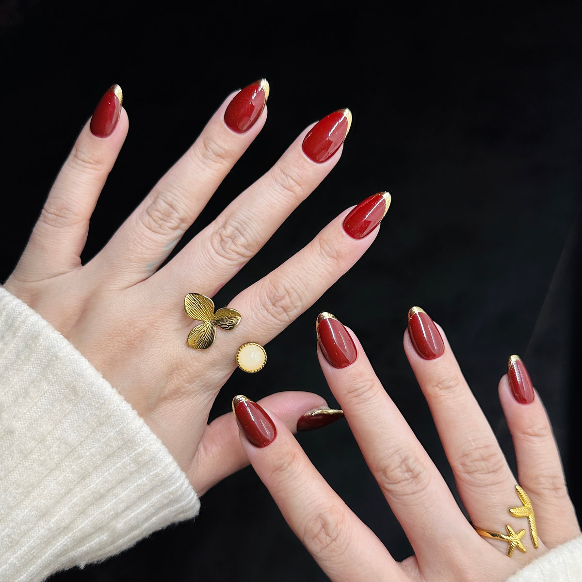 Burgundy French short almond 3