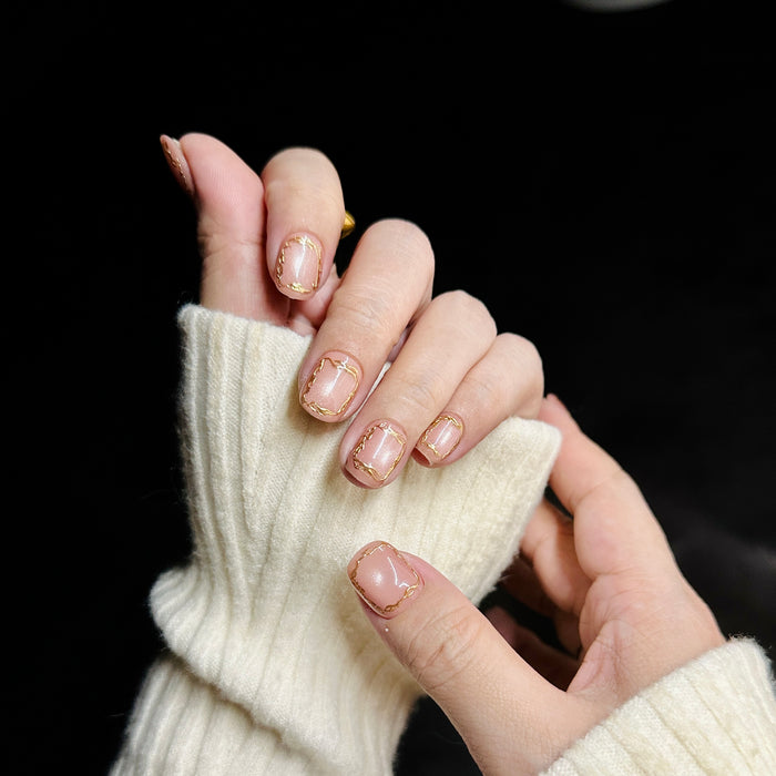 Gilded Frame — hand-painted press-on nails