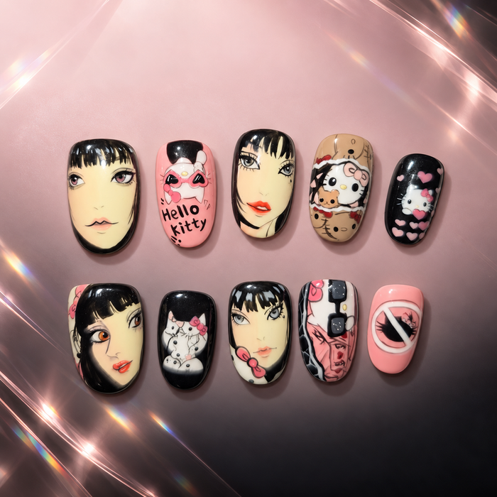 Pretty Little Obsession — hand-painted press-on nails