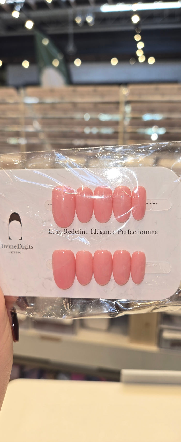 Milk Pink Dark — hand-painted press-on nails